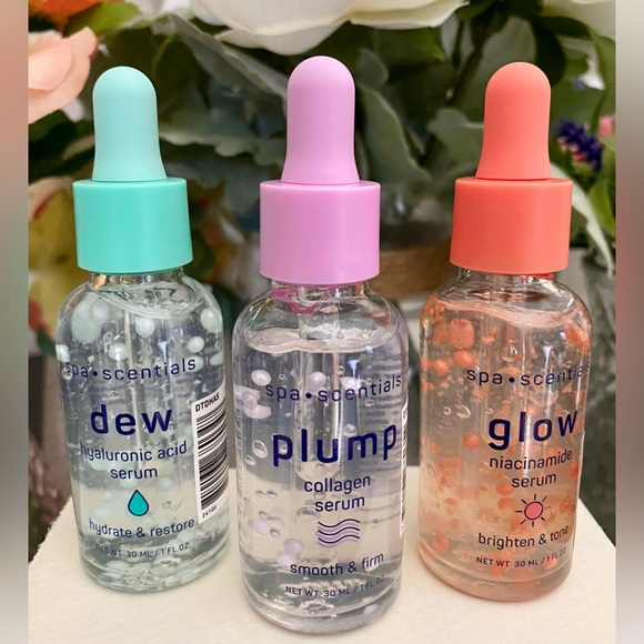🆕🌷 SPA•SCENTIALS “DEW , PLUMP & GLOW” FACIAL SERUM SKIN CARE SET. BRAND NEW! - Picture 3 of 6